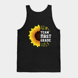 Team first Grade Shirt First Day Preschool Back to School Sunflower Gift Tank Top